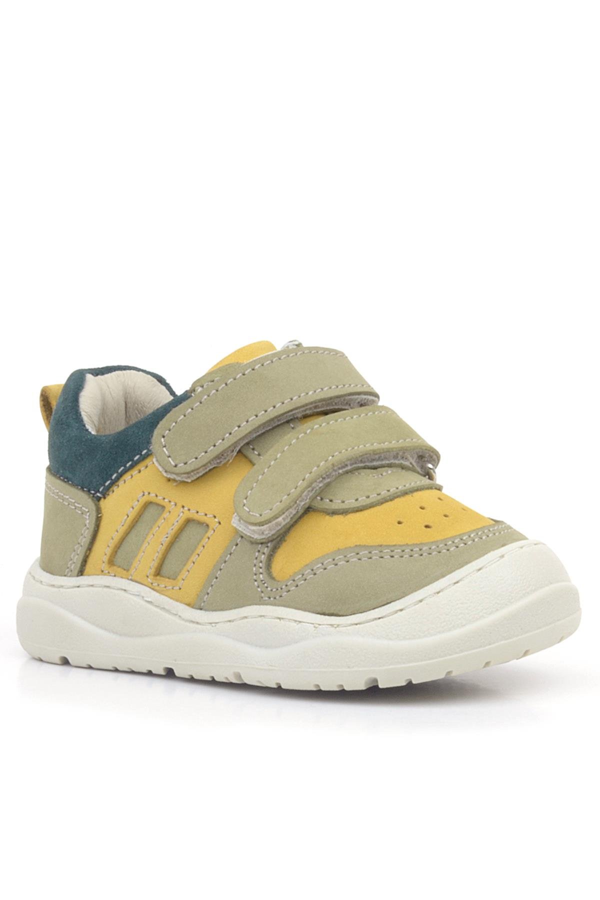 Schaggy Hakiki Deri Sarı Yeşil Bebek Spor Ayakkabı - Görsel 3