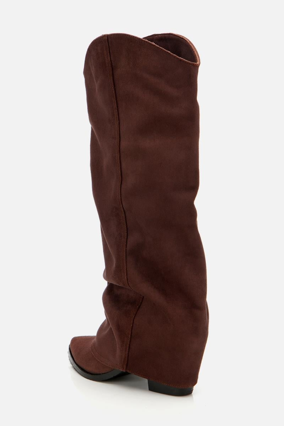 Kadın Süet Kahverengi Dikiş Detaylı Western Kalın Topuklu Çizme - Görsel 6