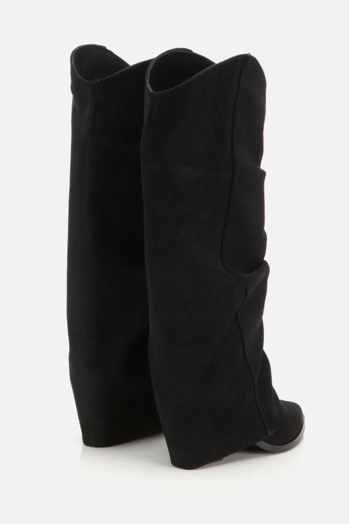 Kadın Süet Siyah Dikiş Detaylı Western Kalın Topuklu Çizme - Görsel 4
