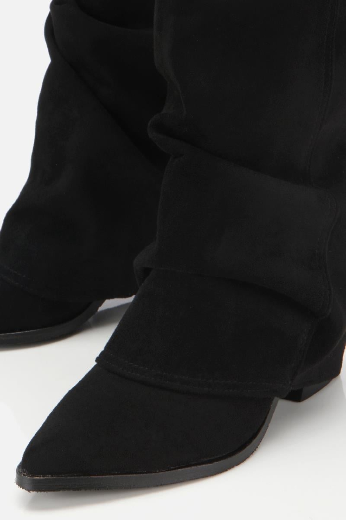 Kadın Süet Siyah Dikiş Detaylı Western Kalın Topuklu Çizme - Görsel 6