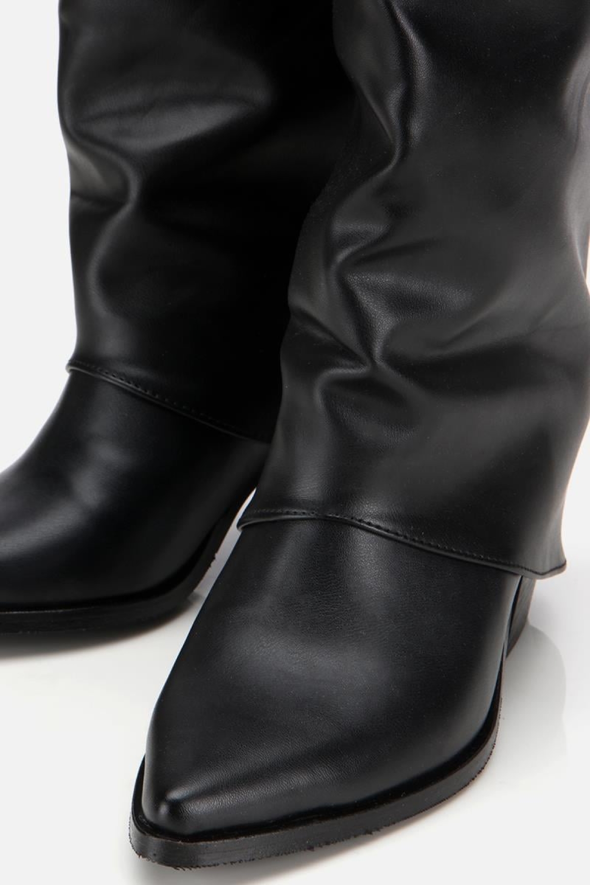 Kadın Siyah Tokalı Diz Altı Kalın Topuklu Çizme - Görsel 5