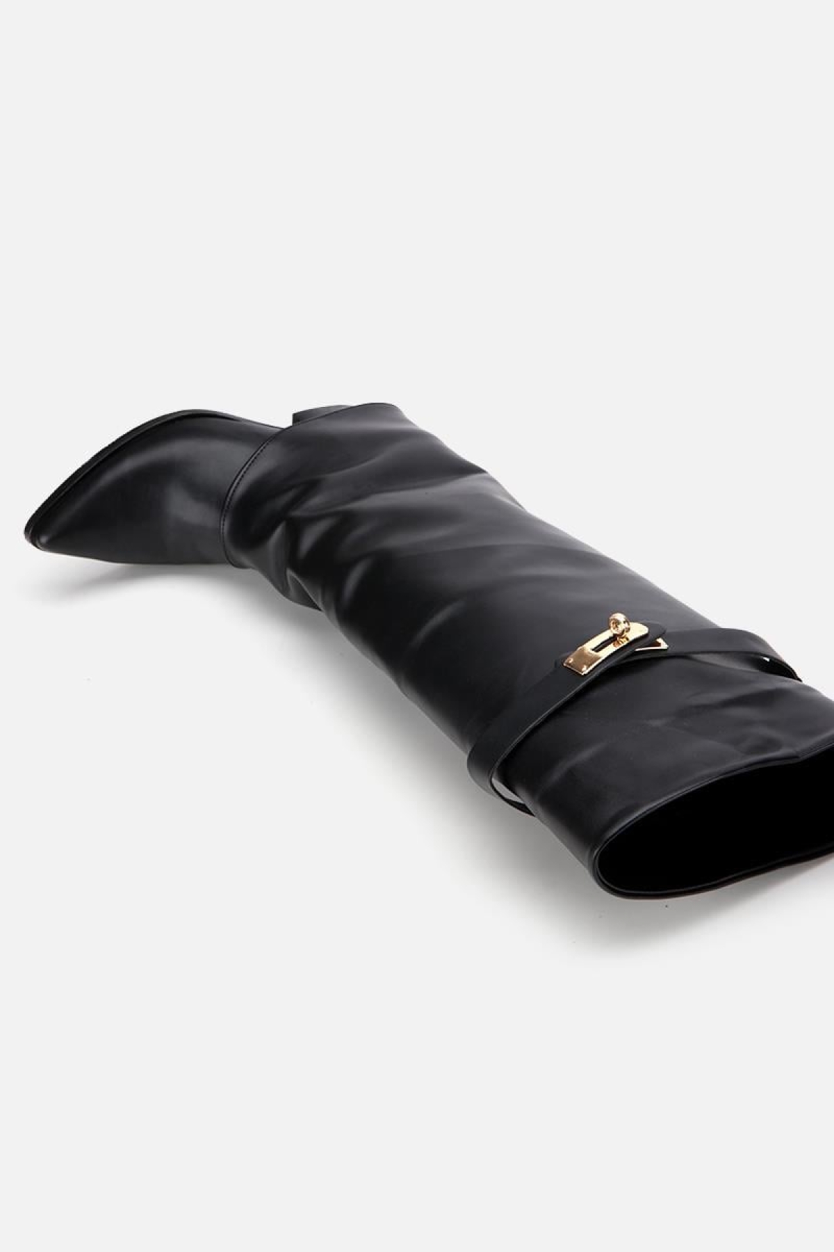 Kadın Siyah Tokalı Diz Altı Kalın Topuklu Çizme - Görsel 8