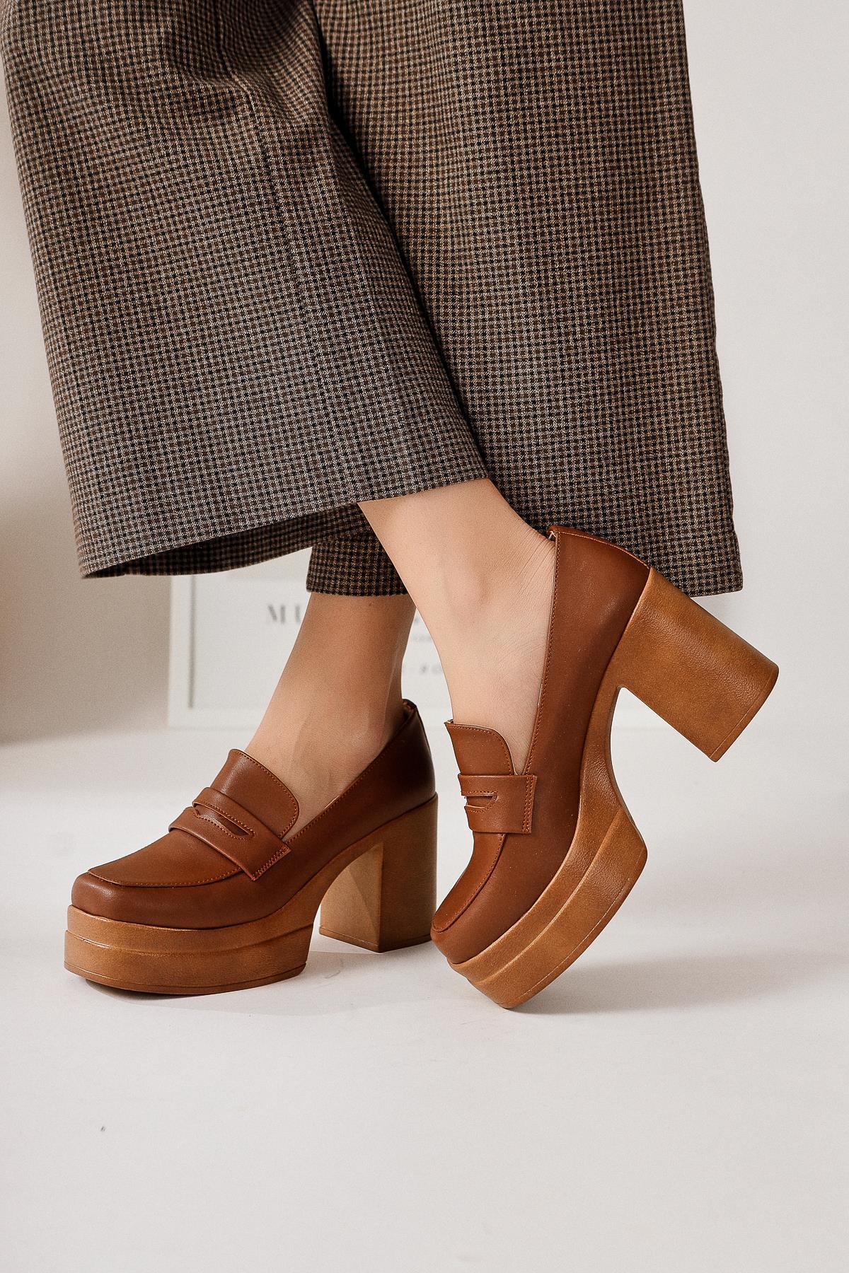 Kahve Topuklu Platformlu Kadın Ayakkabı - Görsel 5