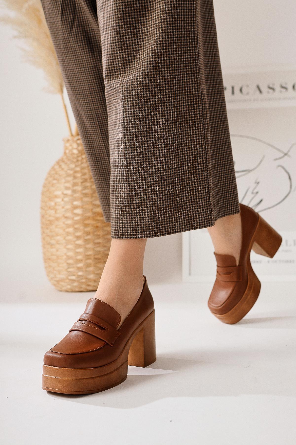 Kahve Topuklu Platformlu Kadın Ayakkabı - Görsel 6