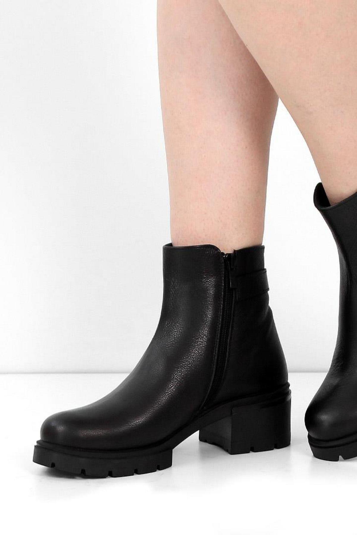 27362-1 Termo Taban 5,5 cm Topuklu Hakiki Deri Günlük Kadın Bot - Görsel 4