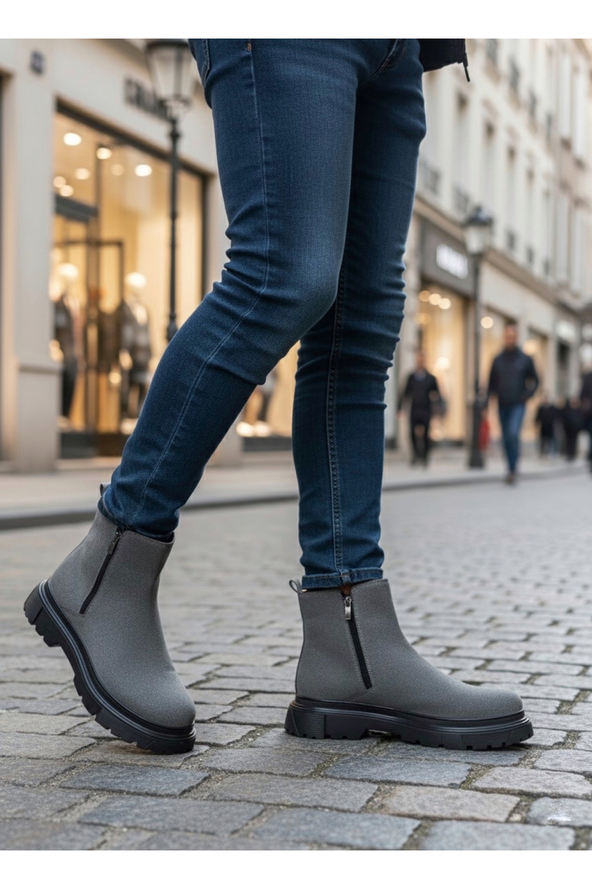 Fermuarlı Erkek Klasik Bot FÜME SÜET (SİYAH TABAN) - Görsel 3