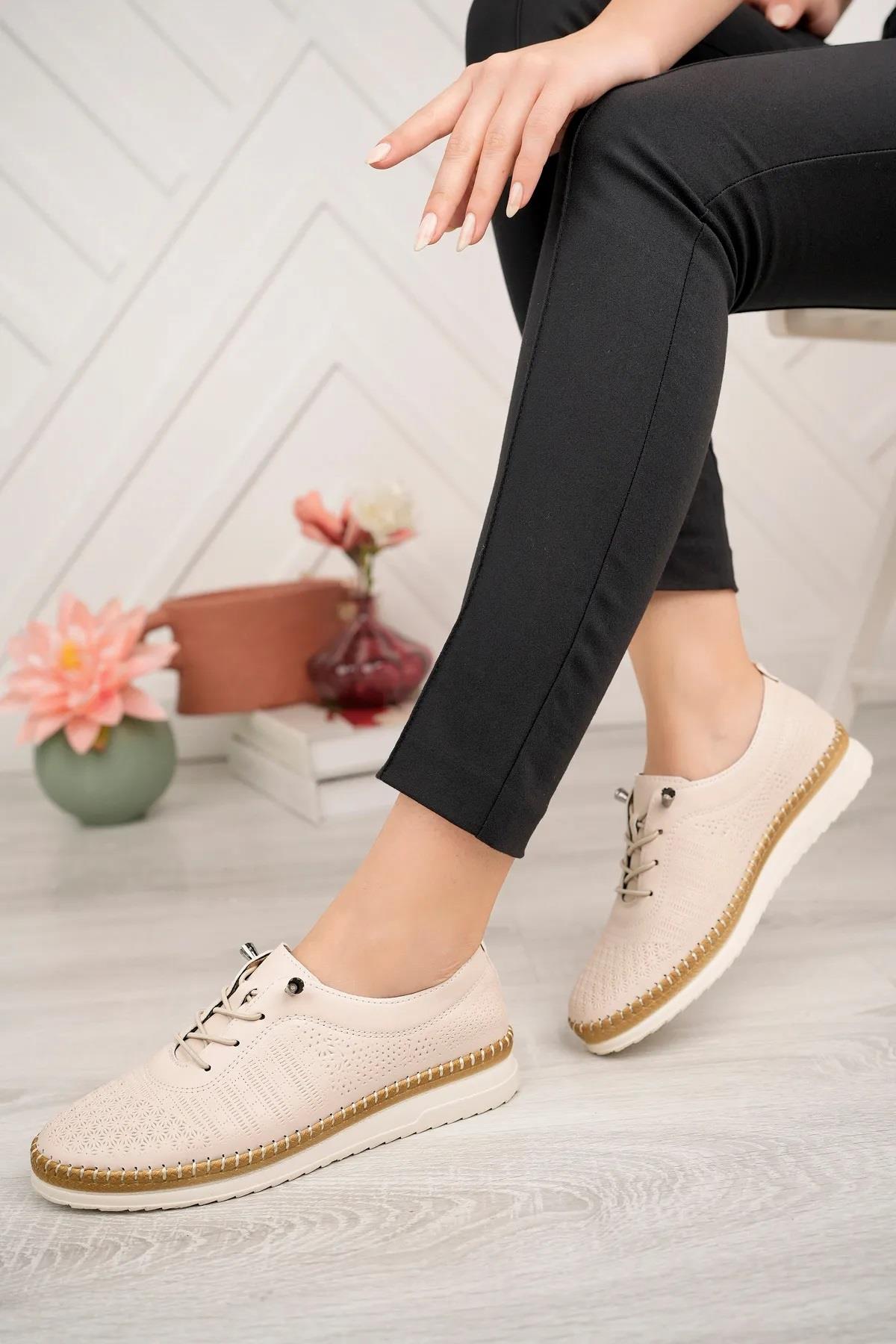 3643 Lastik Bağcıklı Ortopedik Günlük Kadın Ayakkabı - Görsel 2