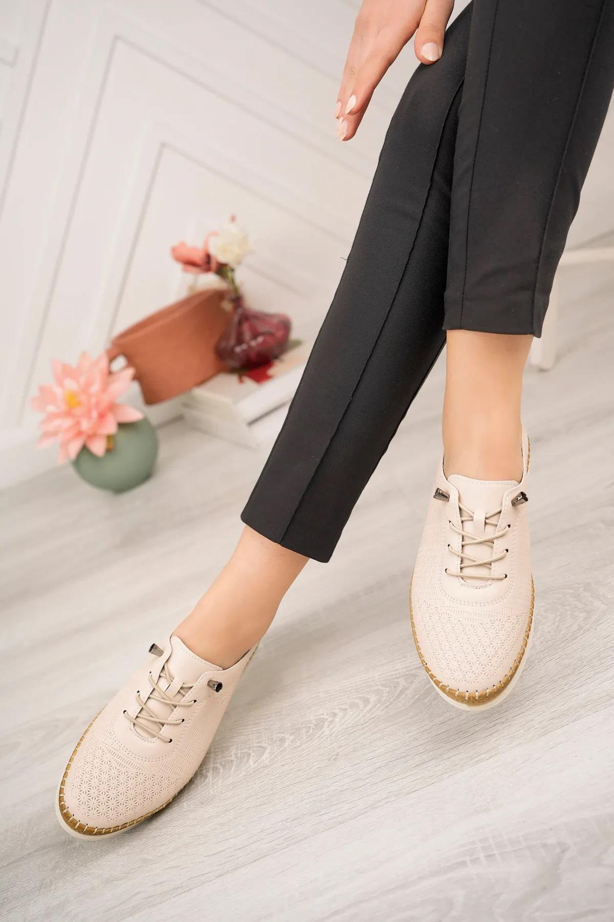 3643 Lastik Bağcıklı Ortopedik Günlük Kadın Ayakkabı - Görsel 3