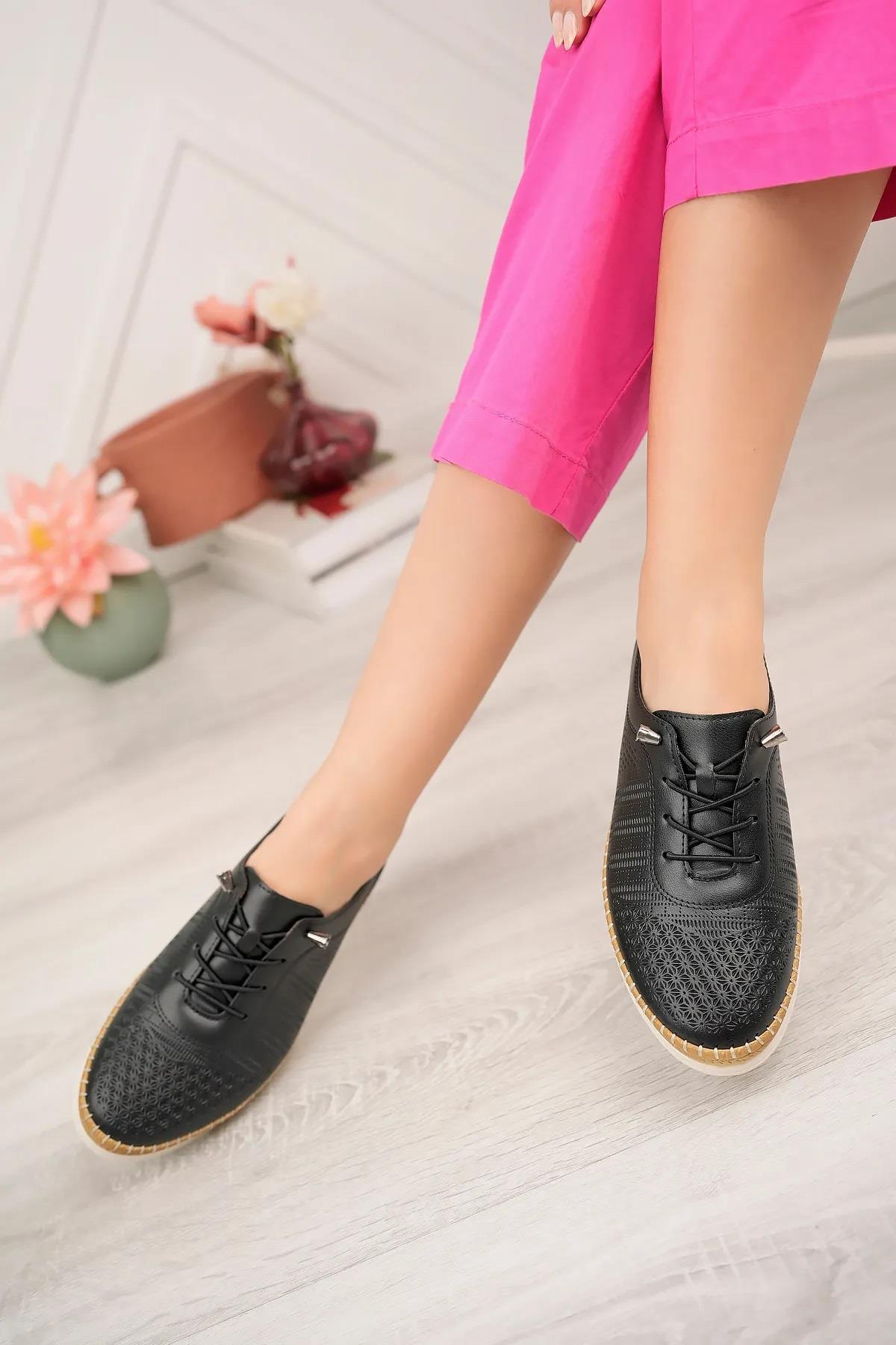 3643 Lastik Bağcıklı Ortopedik Günlük Kadın Ayakkabı - Görsel 4