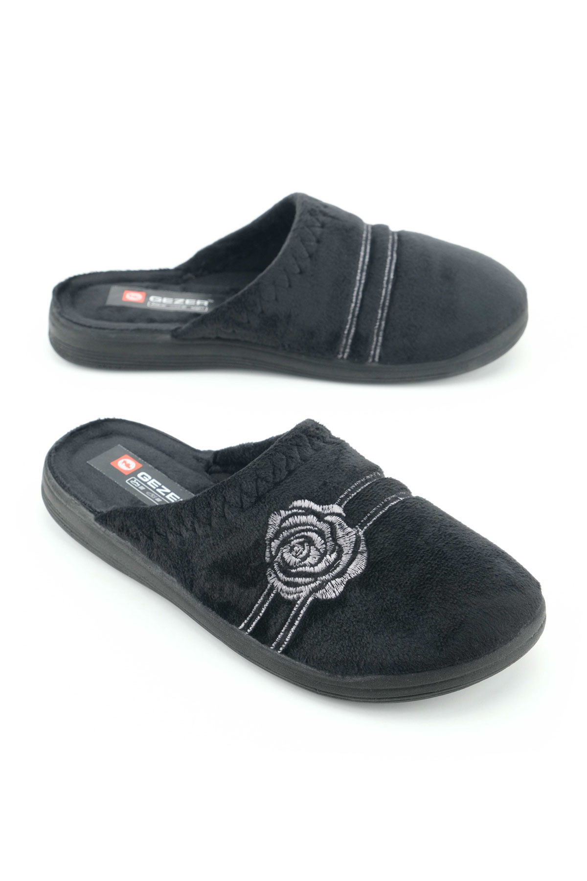 Kadın Kışlık PU Rahat Taban Nakışlı Tasarım Ev Bahçe Terlik - Görsel 2