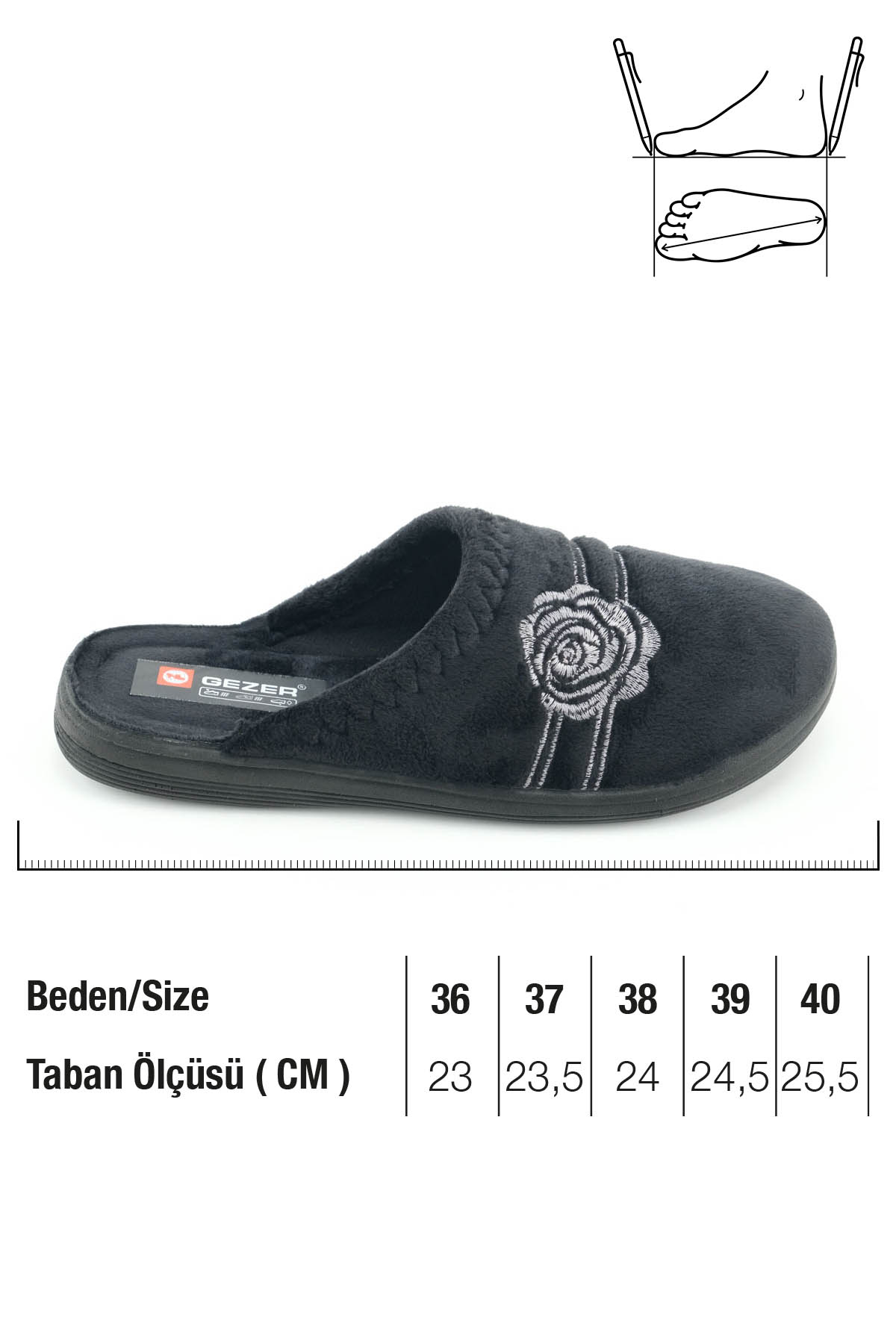 Kadın Kışlık PU Rahat Taban Nakışlı Tasarım Ev Bahçe Terlik - Görsel 3