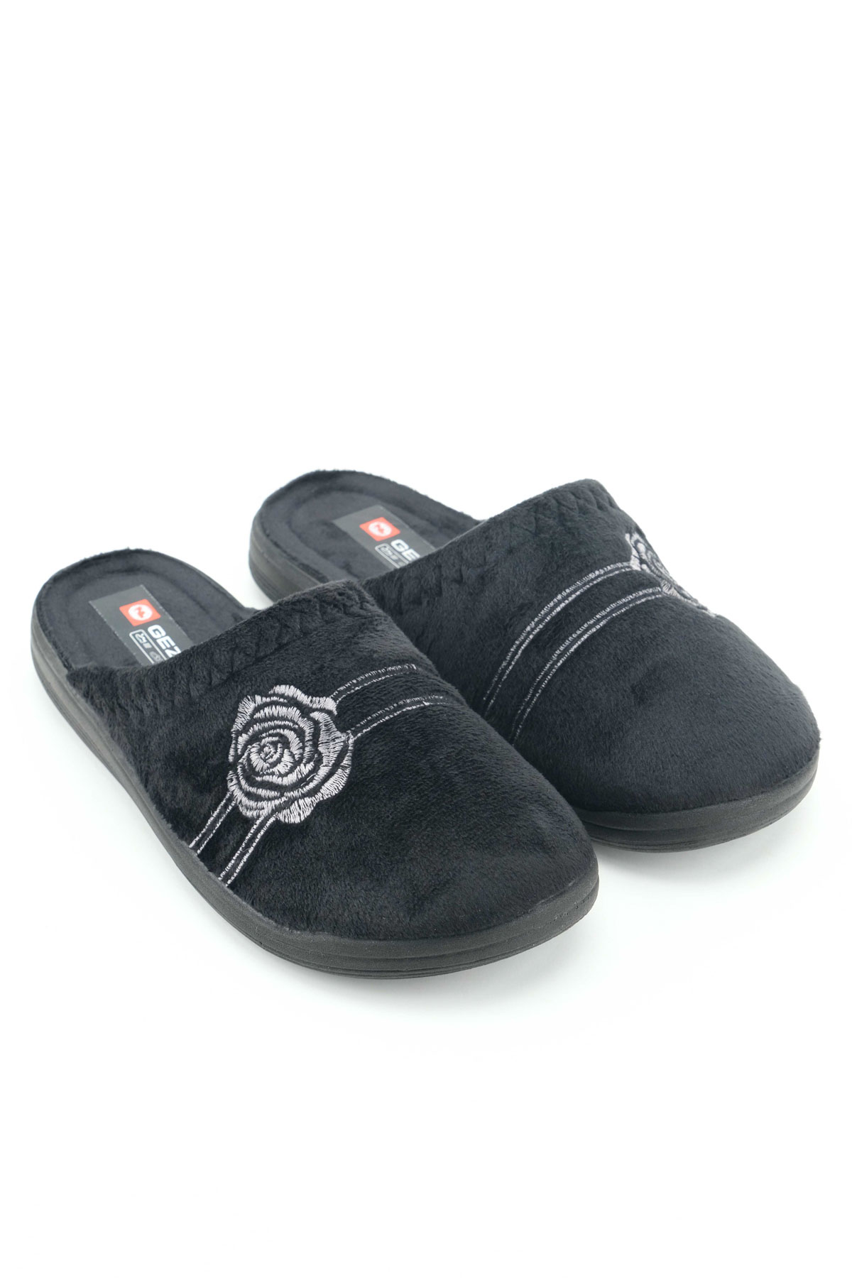 Kadın Kışlık PU Rahat Taban Nakışlı Tasarım Ev Bahçe Terlik - Görsel 4