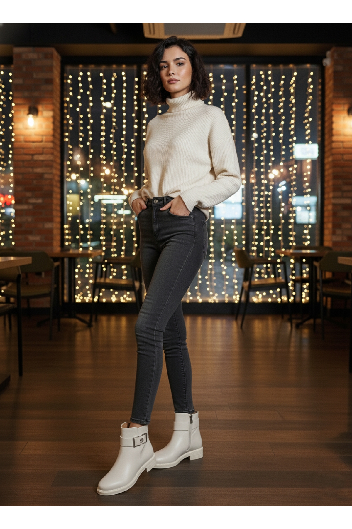 910 Logo Detaylı Günlük Fermuarlı Kadın Bot - Görsel 3