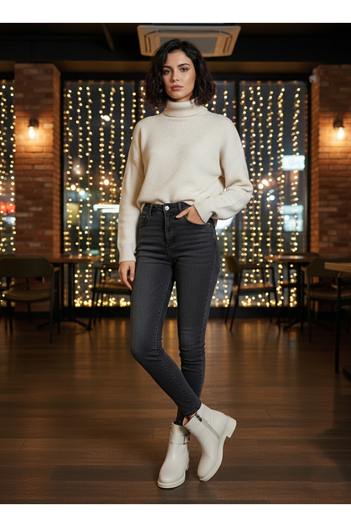 910 Logo Detaylı Günlük Fermuarlı Kadın Bot - Görsel 4