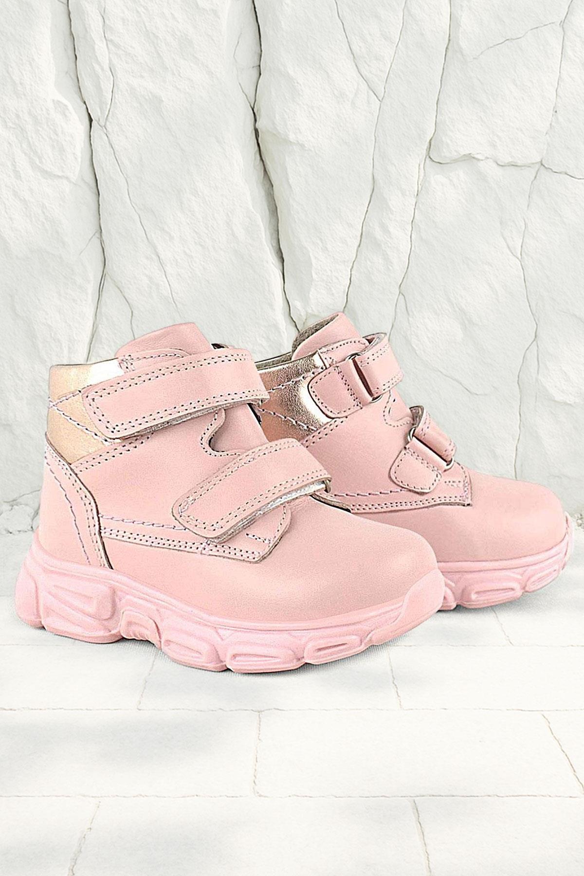 Hakiki Deri Pembe Cırtlı Kız Bebek Bot - Görsel 3