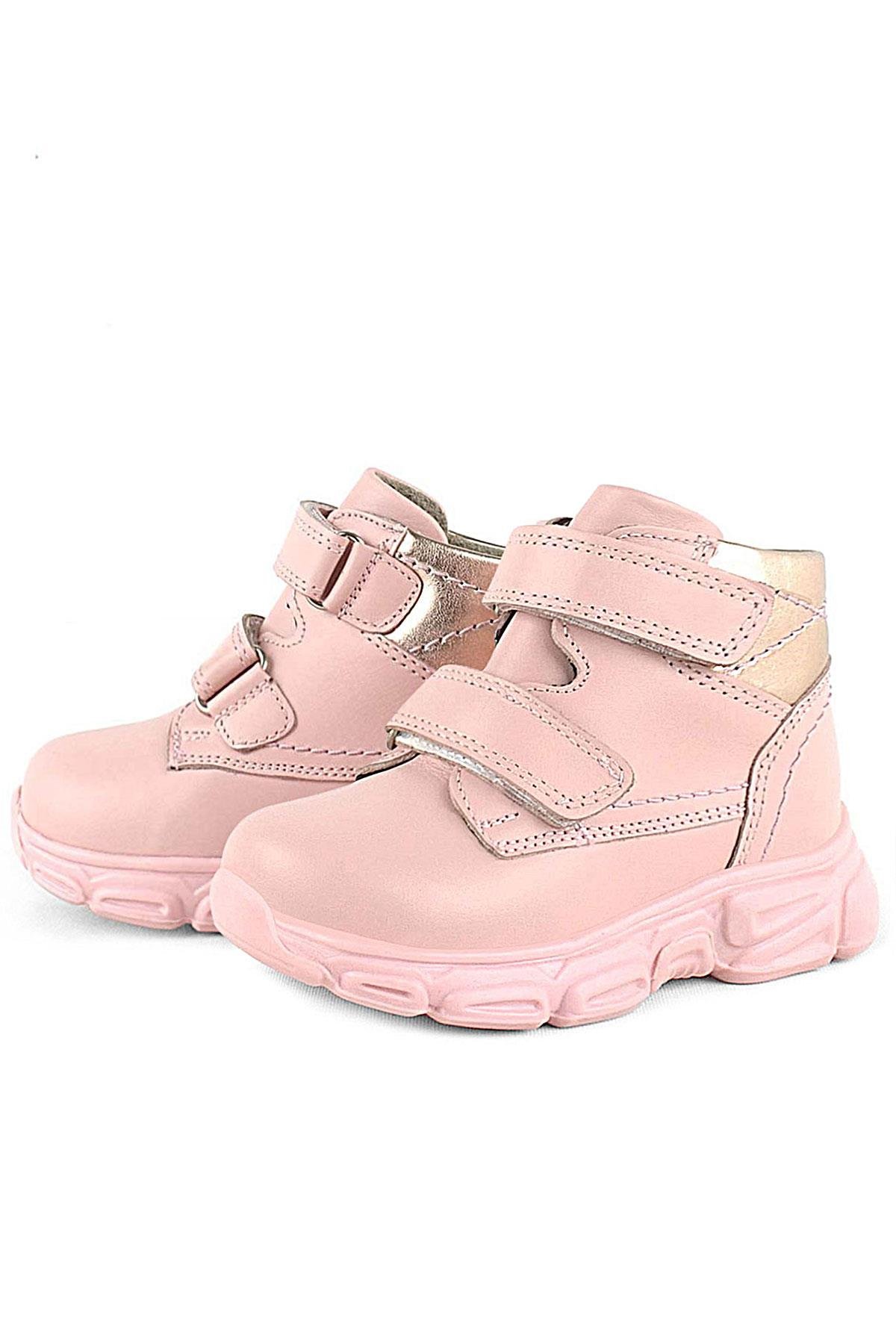 Hakiki Deri Pembe Cırtlı Kız Bebek Bot - Görsel 5