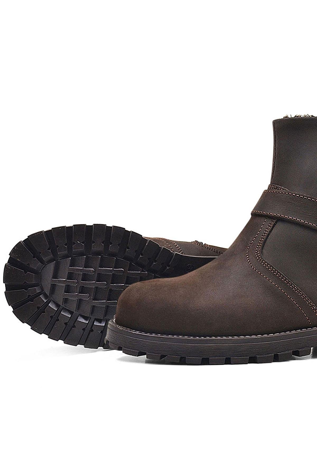 Chiron Hakiki Deri Fermuarlı Kışlık Çocuk Botu - Görsel 8