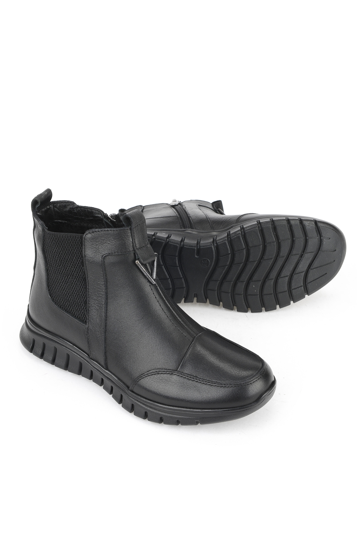 Kadın Hakiki Deri Konfor Bot 15355Z1458 Siyah - Görsel 5