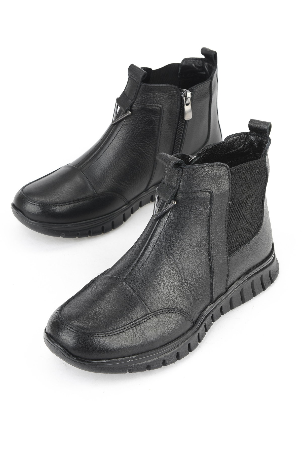 Kadın Hakiki Deri Konfor Bot 15355Z1458 Siyah - Görsel 6