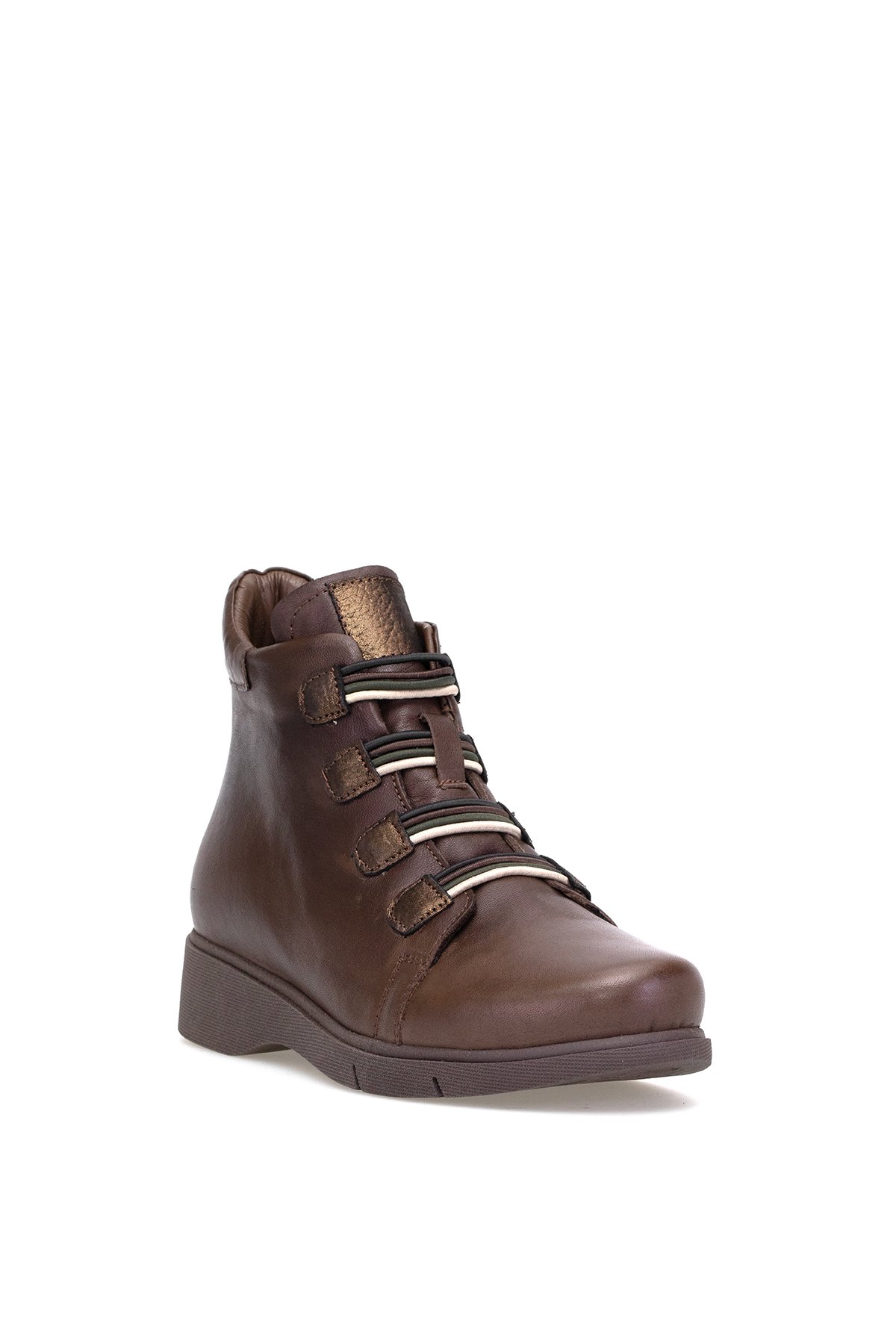 D25KB-4535 Kadın Hakiki Deri Düz Bot Kahverengi - Görsel 3