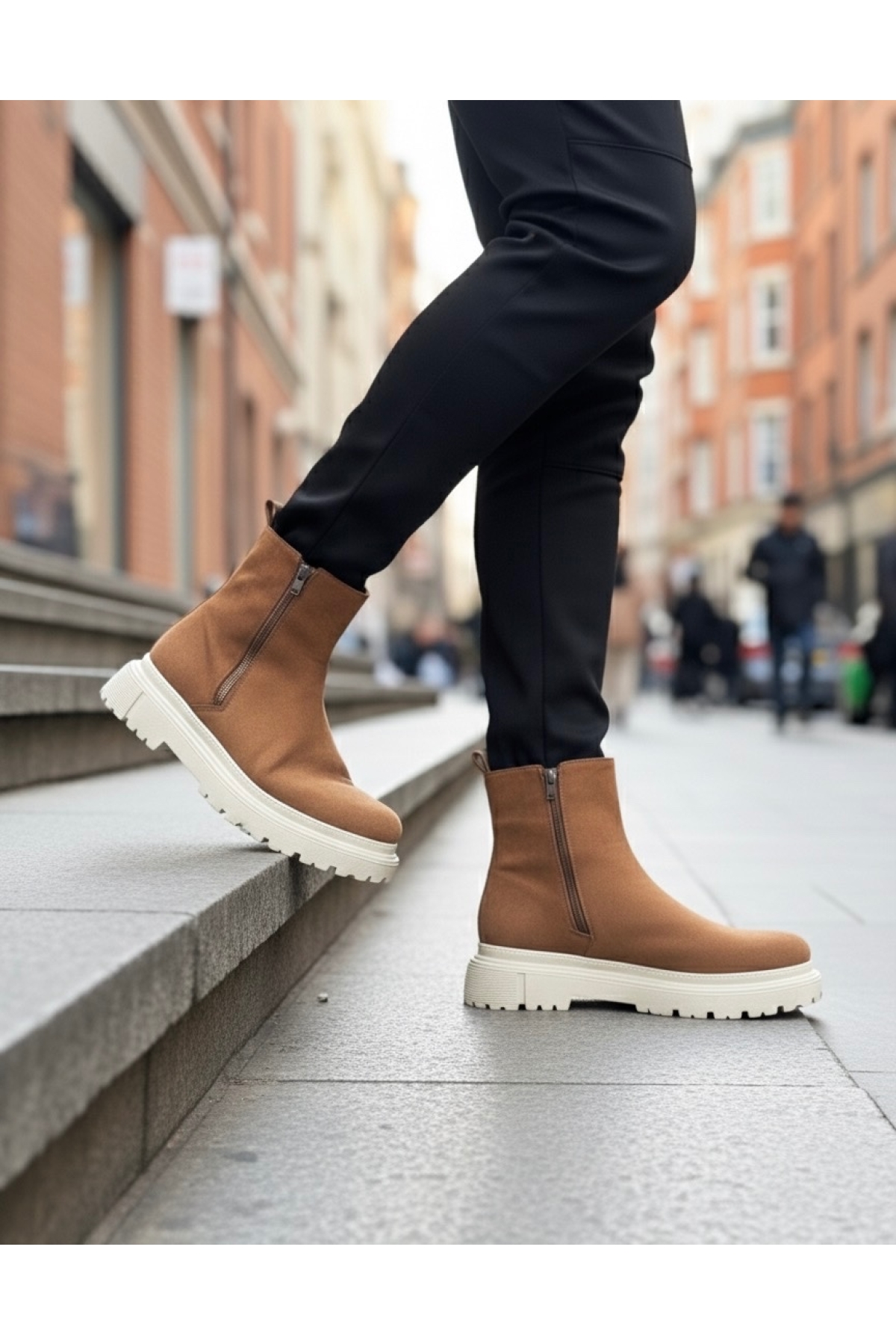 Fermuarlı Erkek Klasik Bot TABA SÜET (KREM TABAN) - Görsel 2