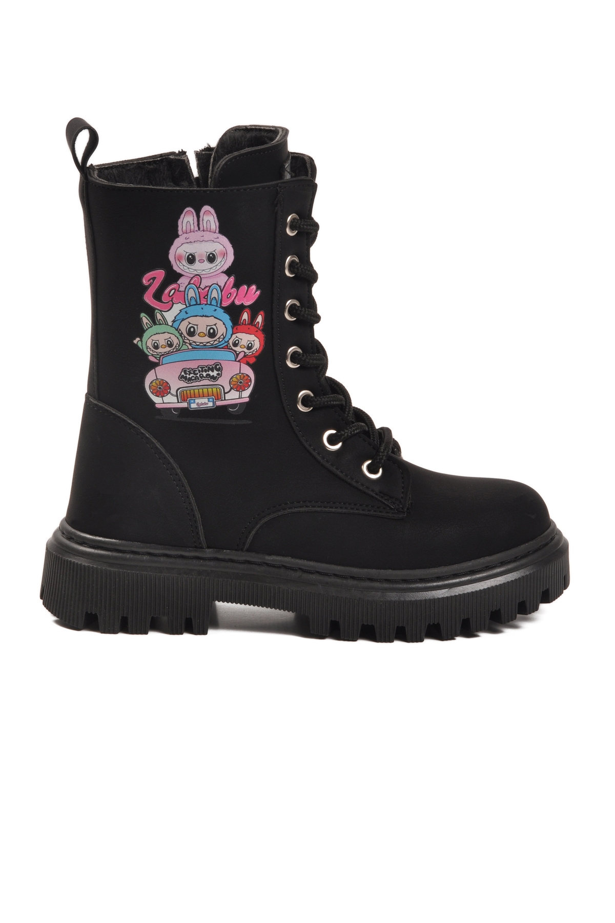 Siyah Zümrüt İçi Kürklü Bağcıklı Fermuarlı Kız Çocuk Bot 2005 F - Görsel 2