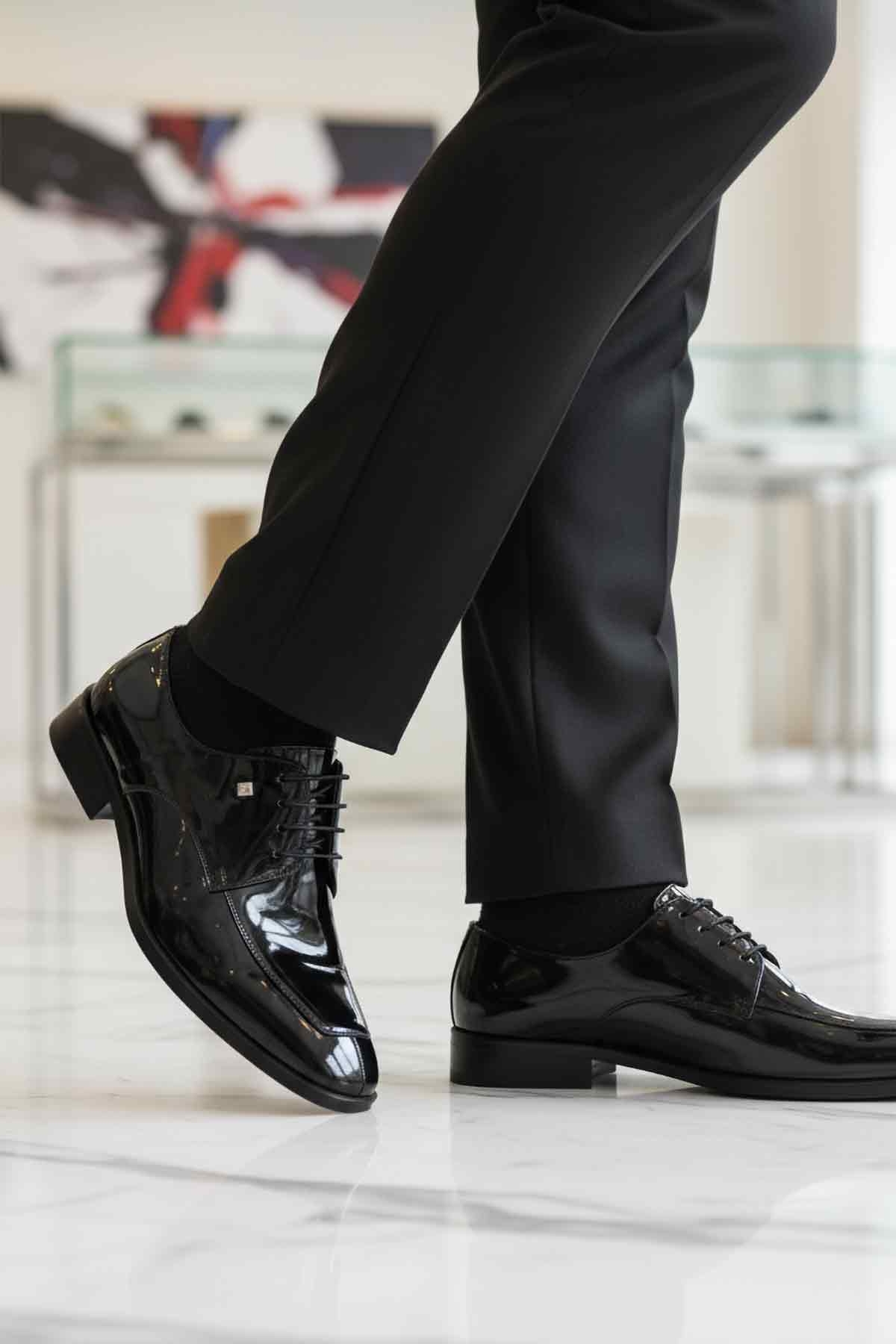 Siyah Rugan Hakiki Deri Erkek Klasik Ayakkabı 3265 M - Görsel 4