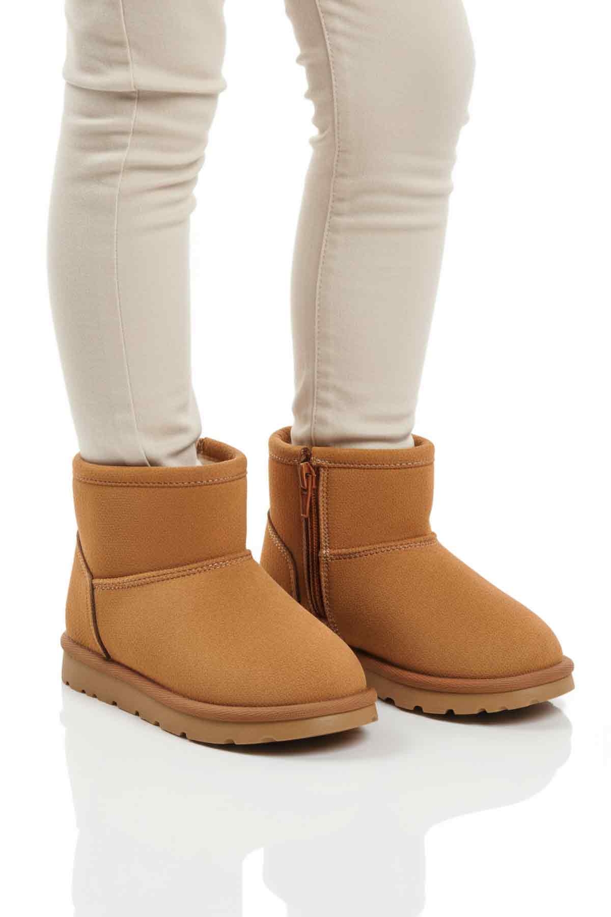 Taba İçi Kürklü Fermuarlı Kız Çocuk Bot 2096 P - Görsel 2