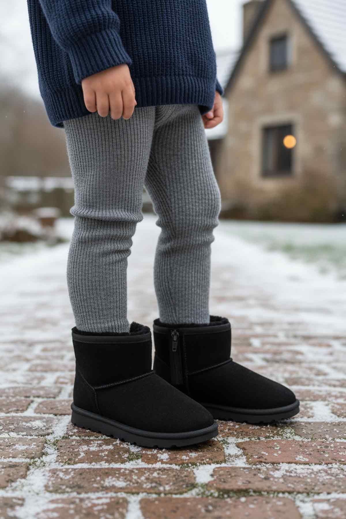 Siyah İçi Kürklü Fermuarlı Kız Çocuk Bot 2096 P - Görsel 4