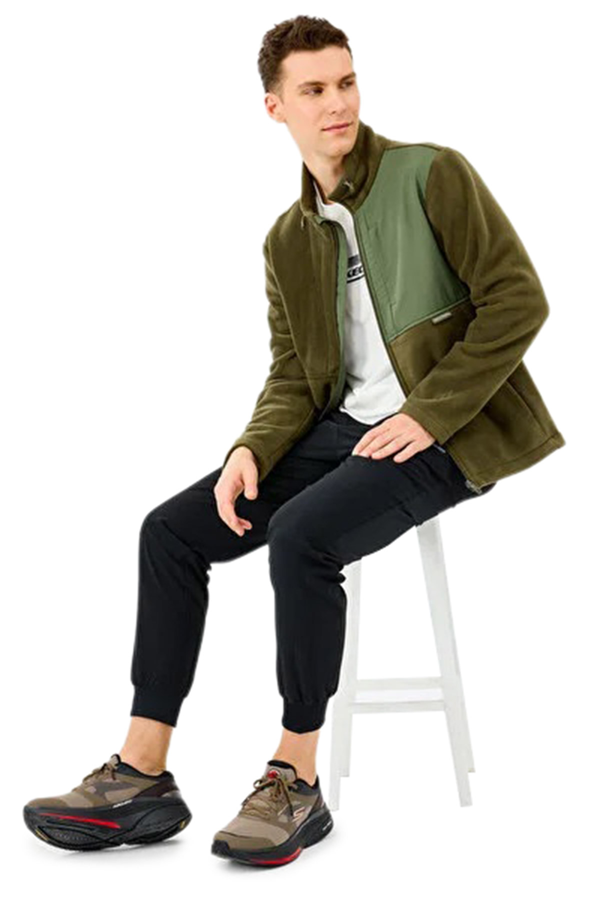 SY32 Mサイズ　カーキ　PANEL BORDER SWEATER M POLAR Jacket Haki Erkek Polar Sweatshirt Fiyatları - 102266918