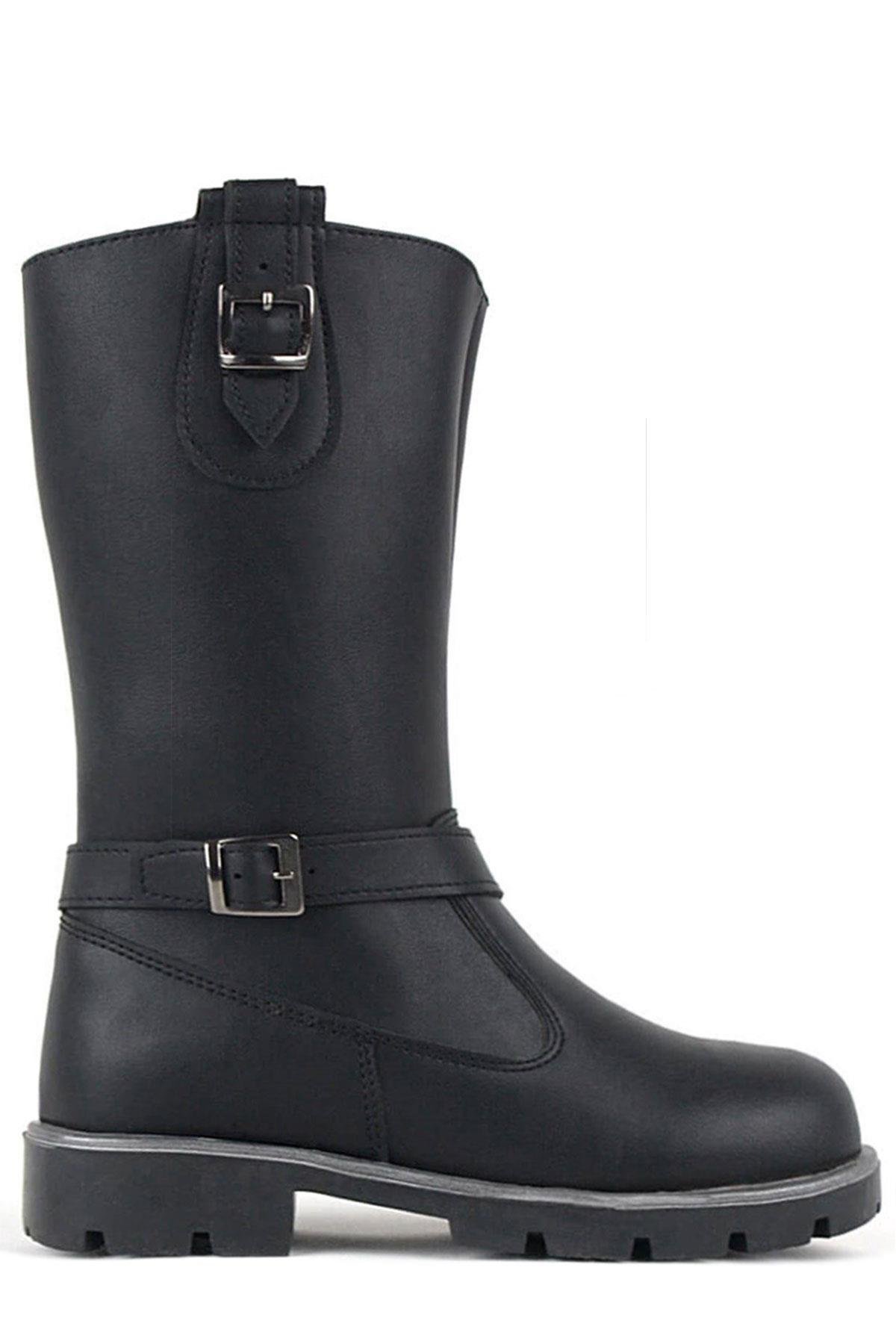 Siyah Fermuarlı Uzun Kız Çocuk Çizme - Görsel 4