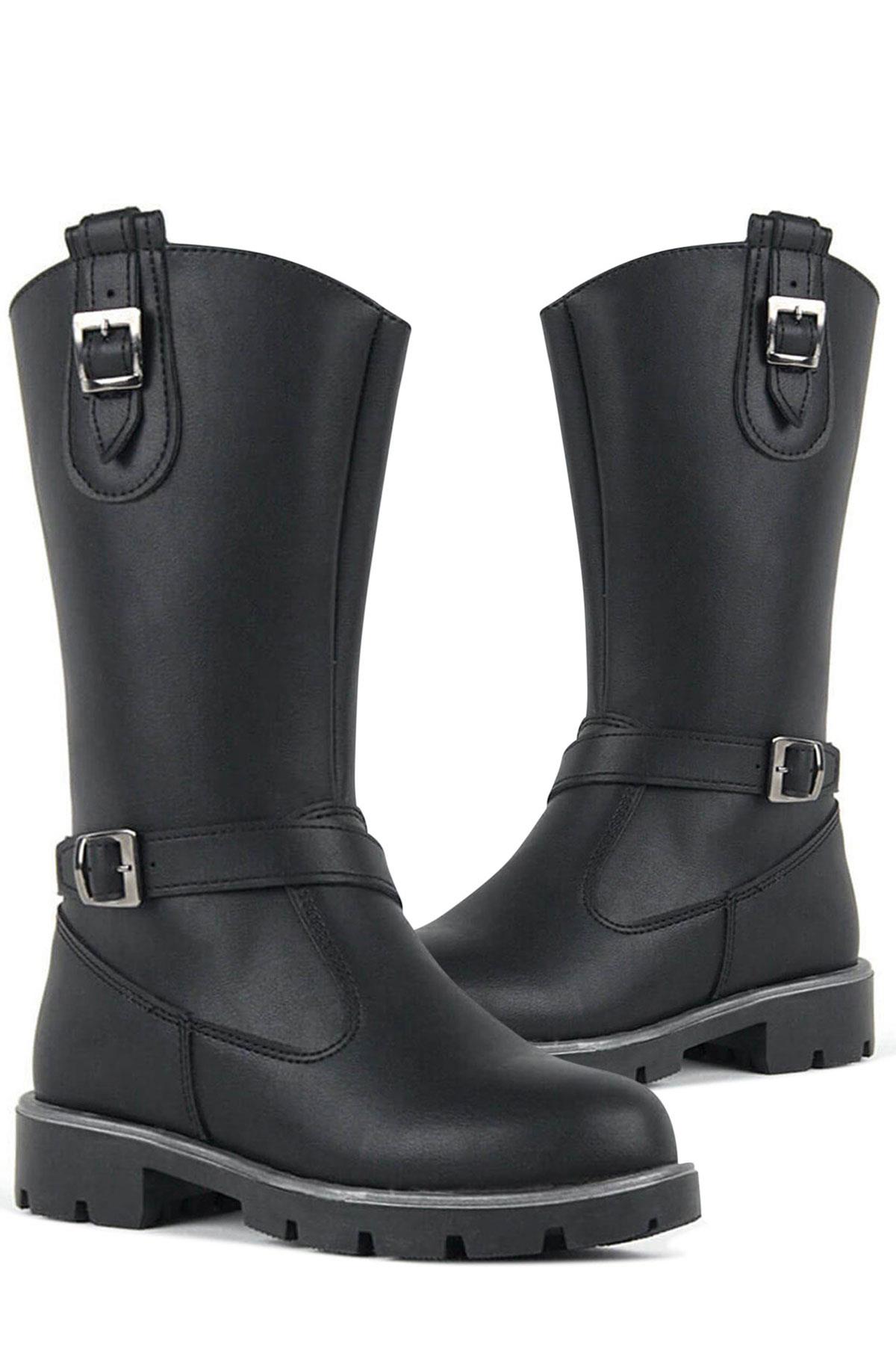 Siyah Fermuarlı Uzun Kız Çocuk Çizme - Görsel 8