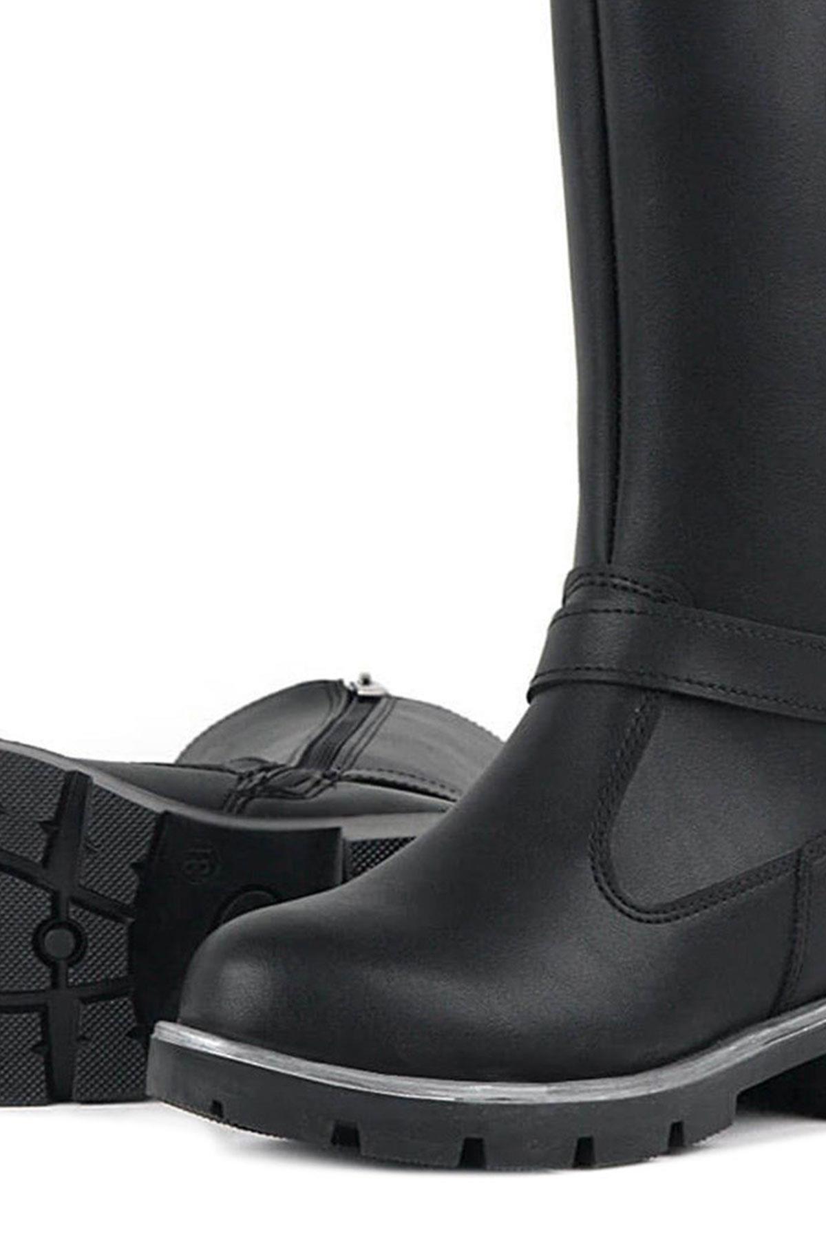 Siyah Fermuarlı Uzun Kız Çocuk Çizme - Görsel 9