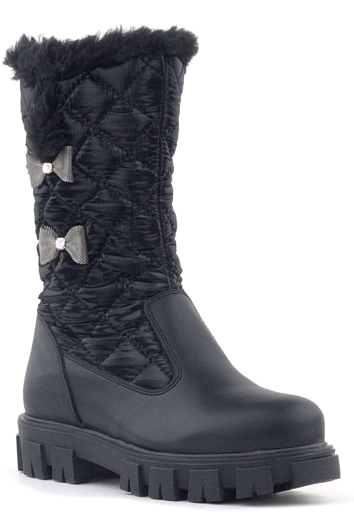 Siyah Uzun Fermuarlı Kurdeleli Kız Çocuk Yağmur Çizmesi - Görsel 3