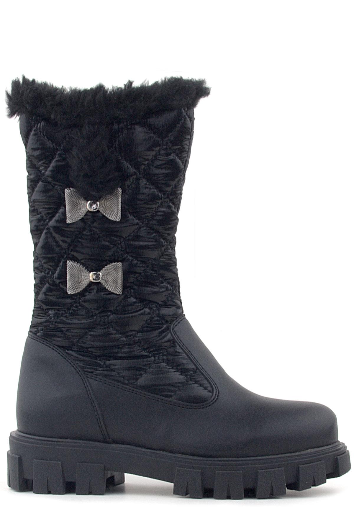 Siyah Uzun Fermuarlı Kurdeleli Kız Çocuk Yağmur Çizmesi - Görsel 4