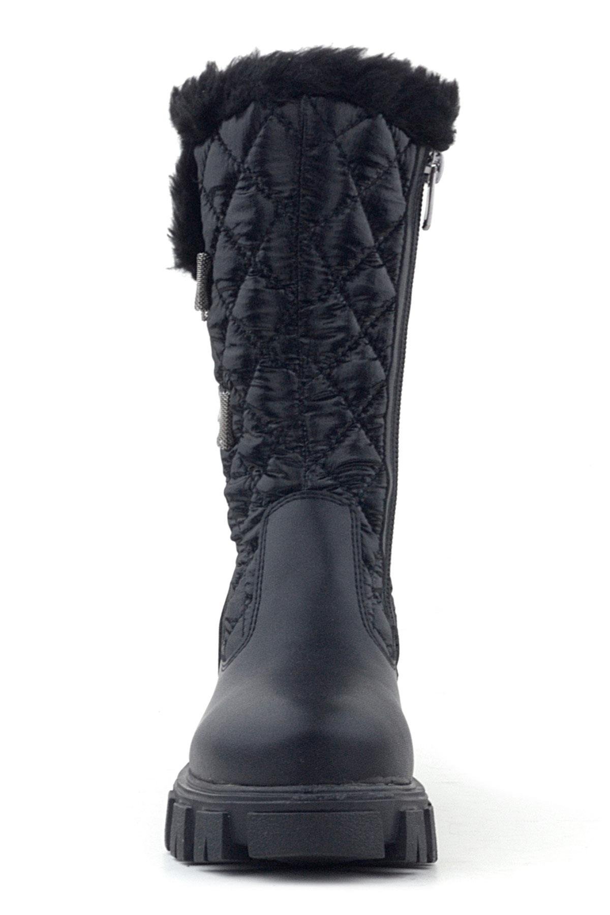 Siyah Uzun Fermuarlı Kurdeleli Kız Çocuk Yağmur Çizmesi - Görsel 5