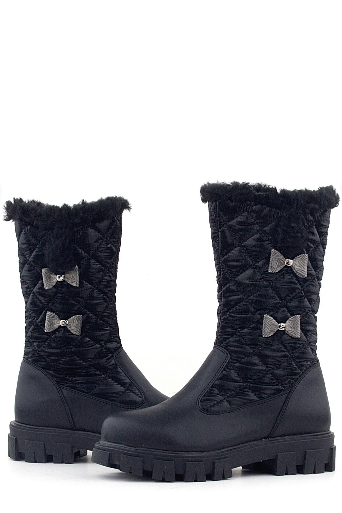 Siyah Uzun Fermuarlı Kurdeleli Kız Çocuk Yağmur Çizmesi - Görsel 8