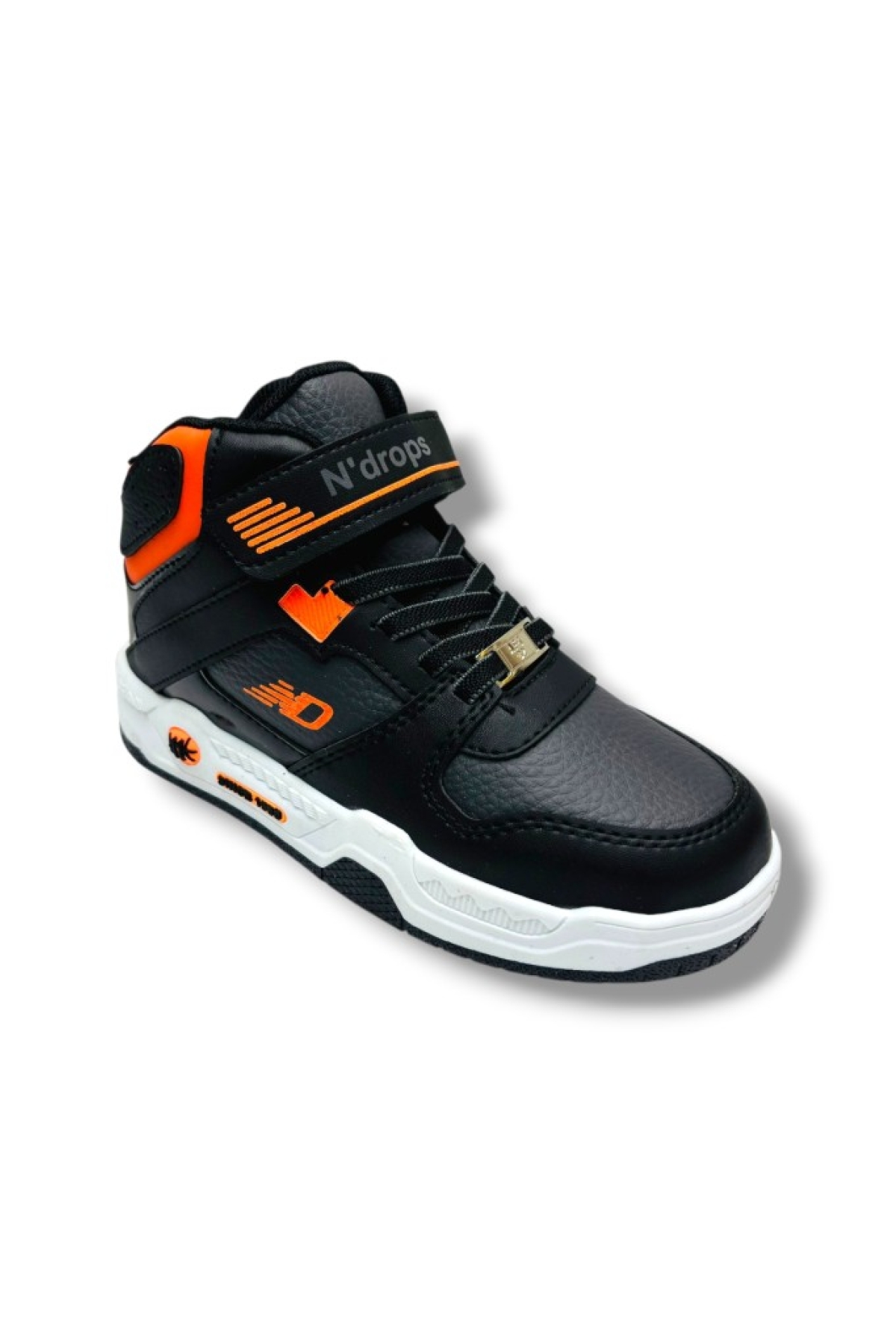 021-26 Deri Cırt Bantlı Çocuk Spor Bot Siyah Oranj 31-35 - Görsel 2