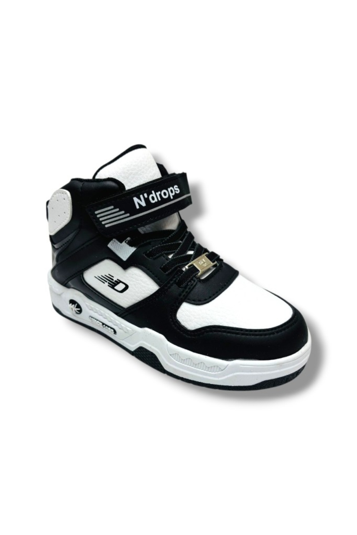 021-26 Deri Cırt Bantlı Çocuk Spor Bot Siyah Beyaz 31-35 - Görsel 2