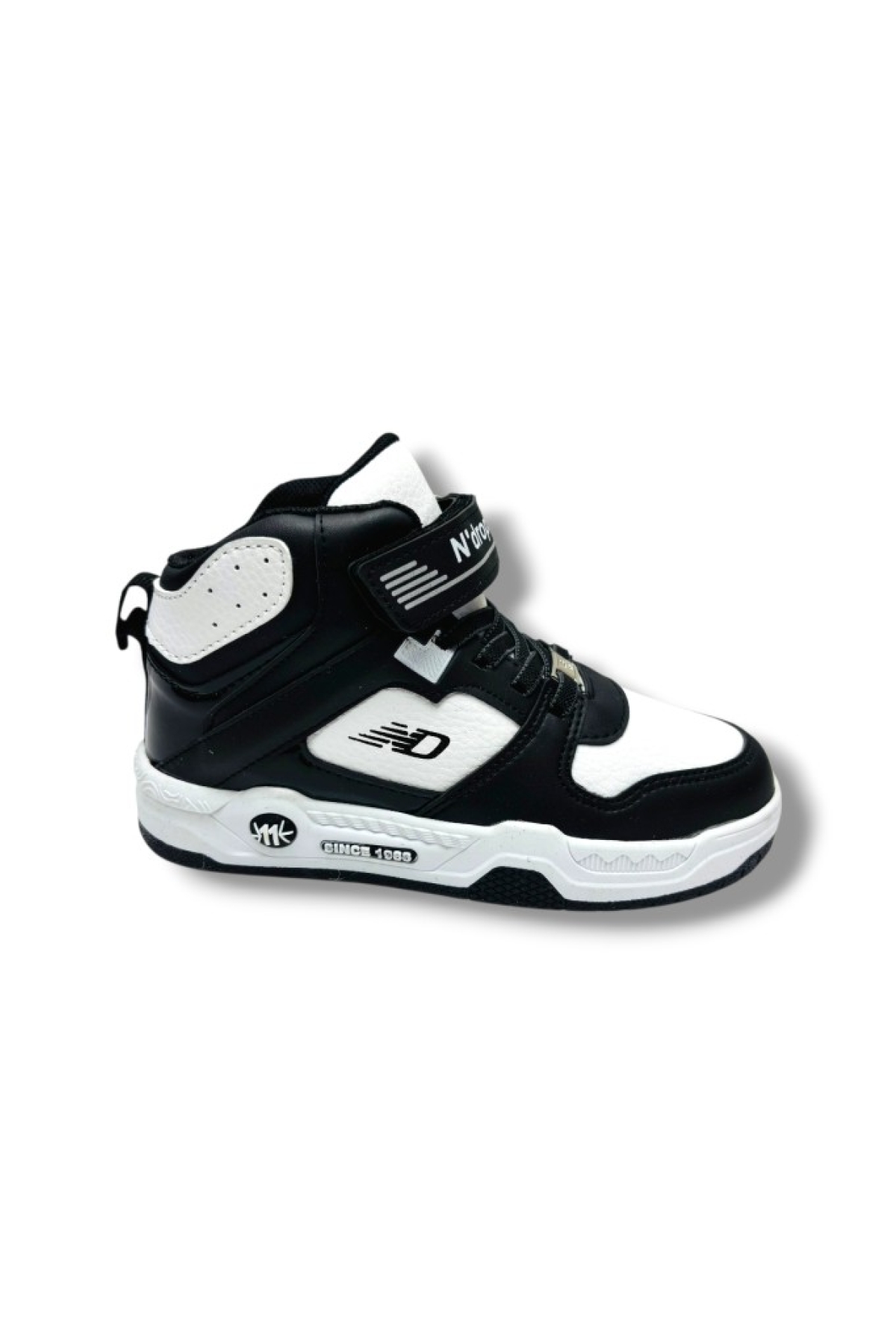 021-26 Deri Cırt Bantlı Çocuk Spor Bot Siyah Beyaz 31-35 - Görsel 3