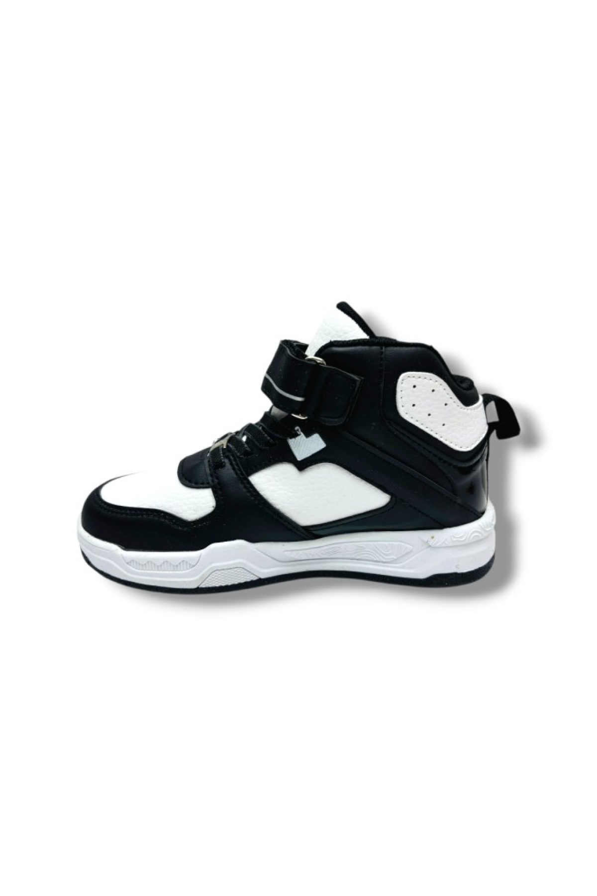 021-26 Deri Cırt Bantlı Çocuk Spor Bot Siyah Beyaz 31-35 - Görsel 4