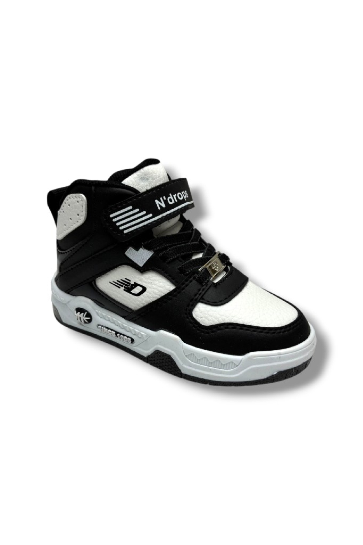 021-26 Deri Cırt Bantlı Çocuk Spor Bot Siyah Beyaz 26-30 - Görsel 2