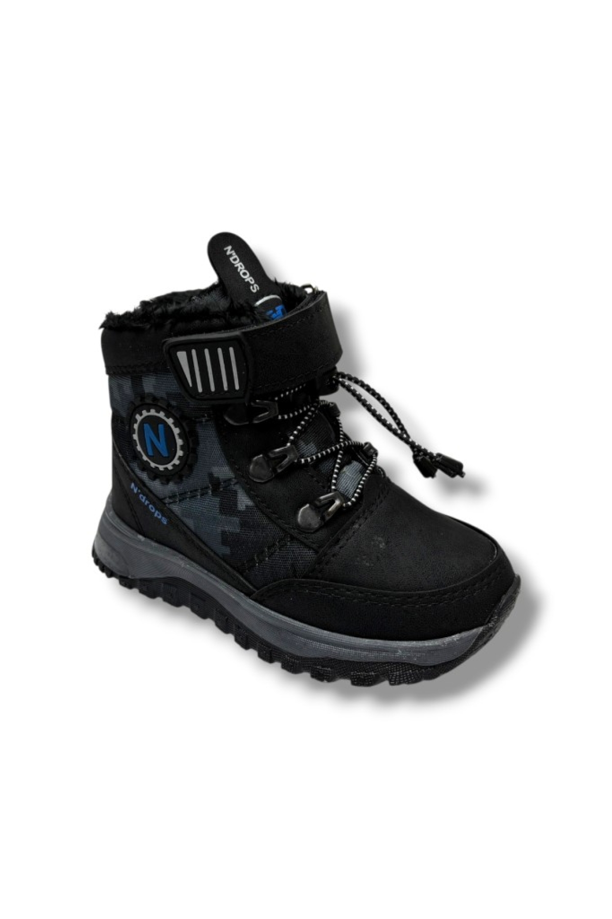 Ndrops Ndrops 015-26 Deri Kürklü Kamuflaj Paraşüt Kumaş Çocuk Bot Siyah Sax 26-30 Flo'da! Siyah - 2. görsel