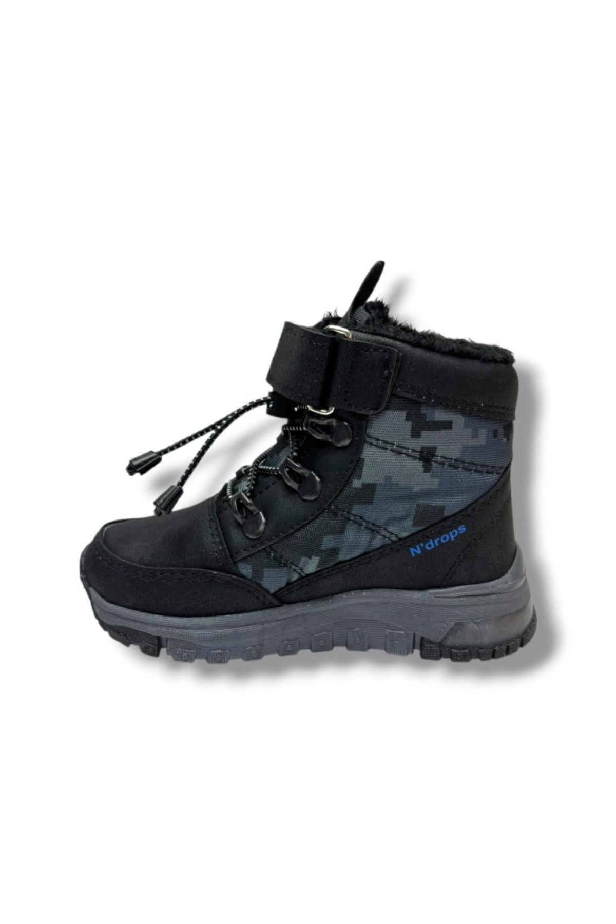Ndrops Ndrops 015-26 Deri Kürklü Kamuflaj Paraşüt Kumaş Çocuk Bot Siyah Sax 26-30 Flo'da! Siyah - 4. görsel