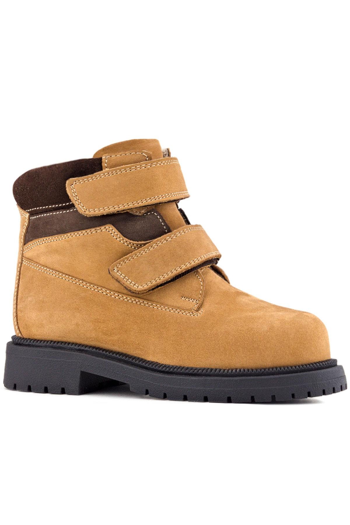 Hakiki Deri Sarı Cırt Cırtlı Kışlık Çocuk Bot - Görsel 2