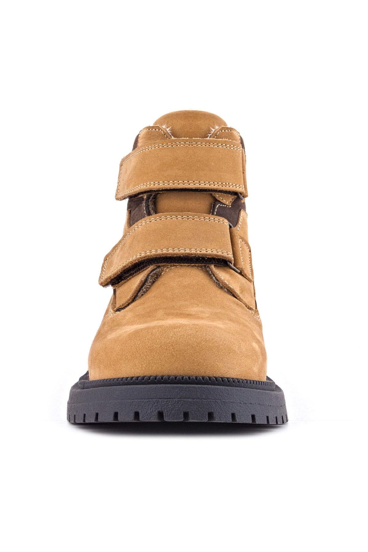 Hakiki Deri Sarı Cırt Cırtlı Kışlık Çocuk Bot - Görsel 4