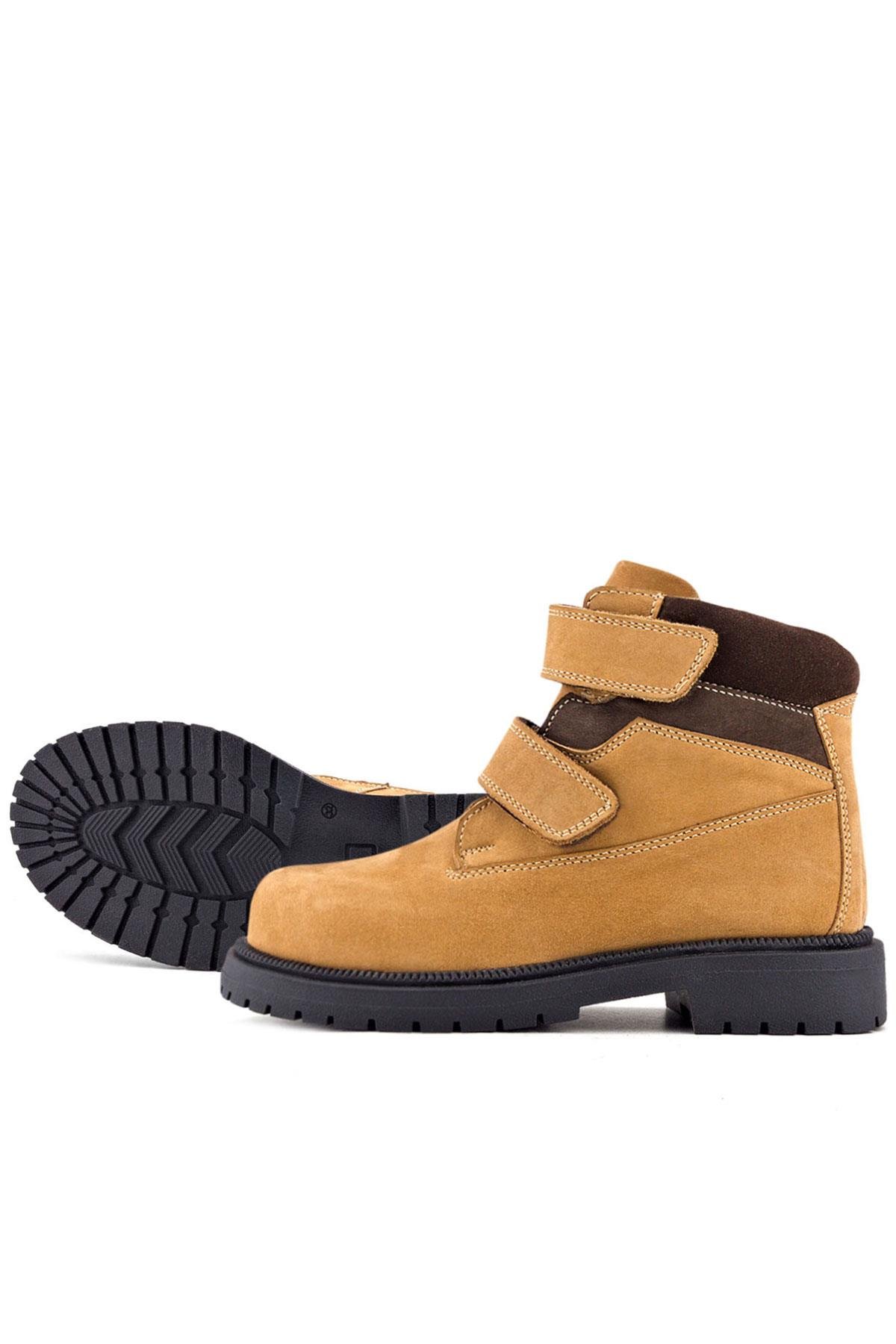 Hakiki Deri Sarı Cırt Cırtlı Kışlık Çocuk Bot - Görsel 7