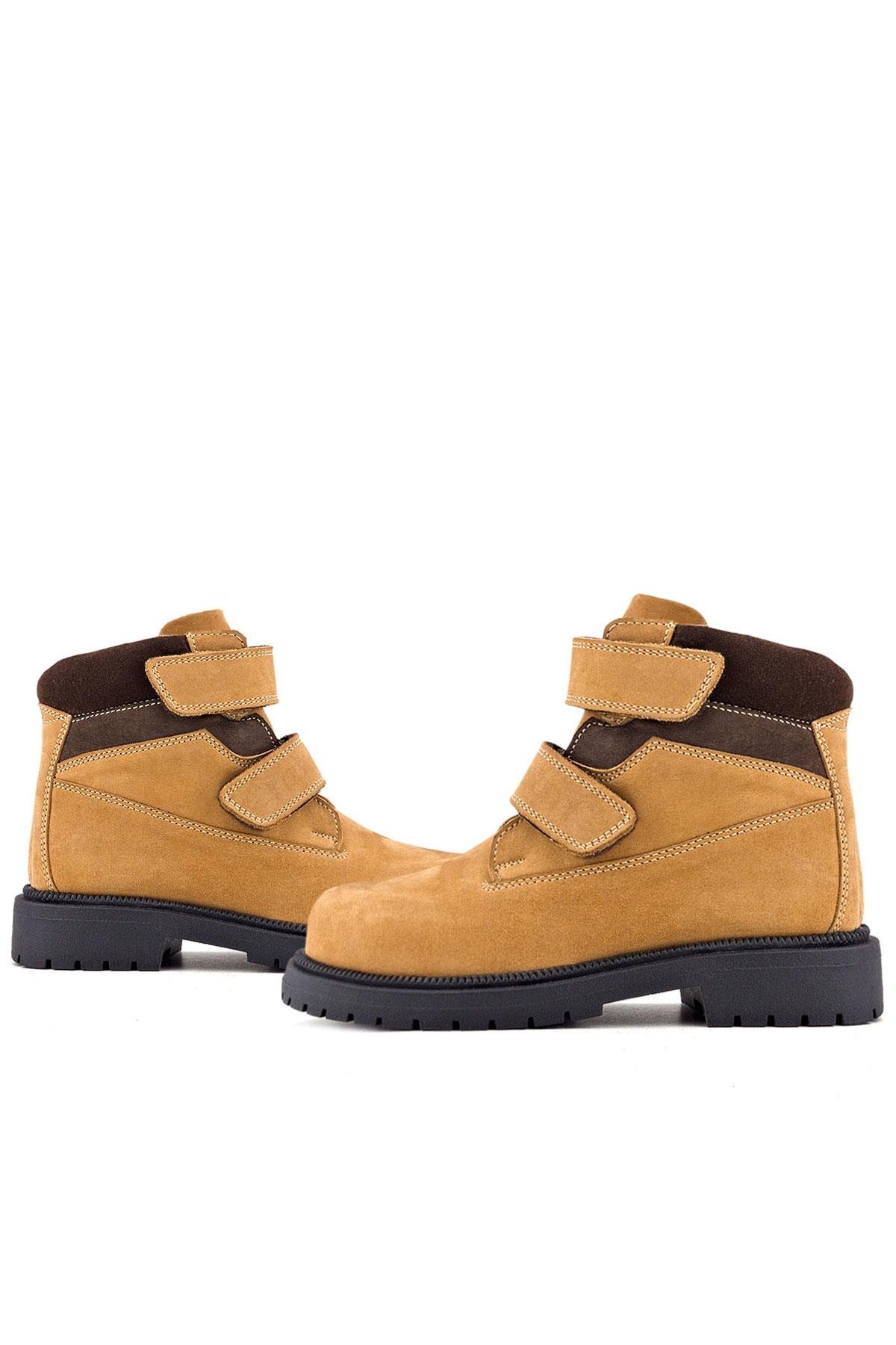 Hakiki Deri Sarı Cırt Cırtlı Kışlık Çocuk Bot - Görsel 8