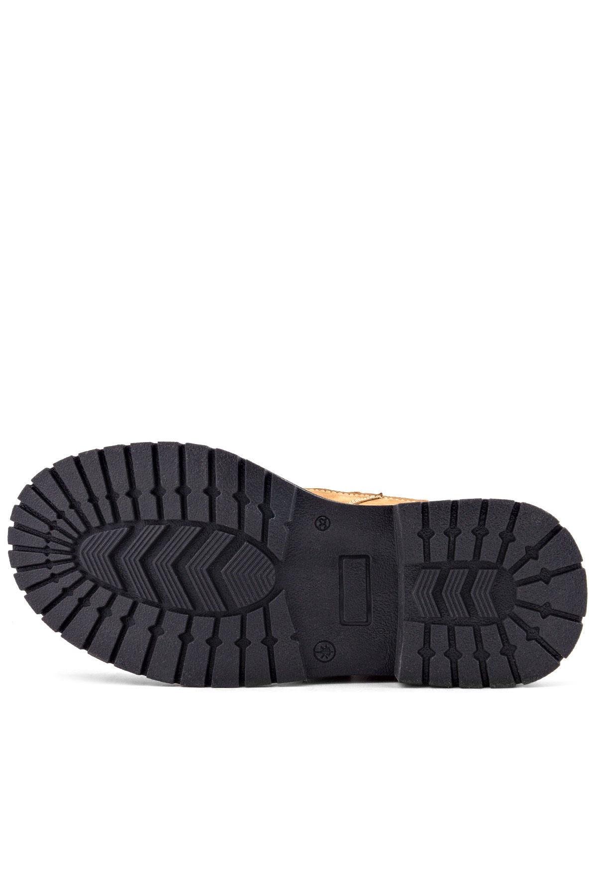 Hakiki Deri Sarı Cırt Cırtlı Kışlık Çocuk Bot - Görsel 9