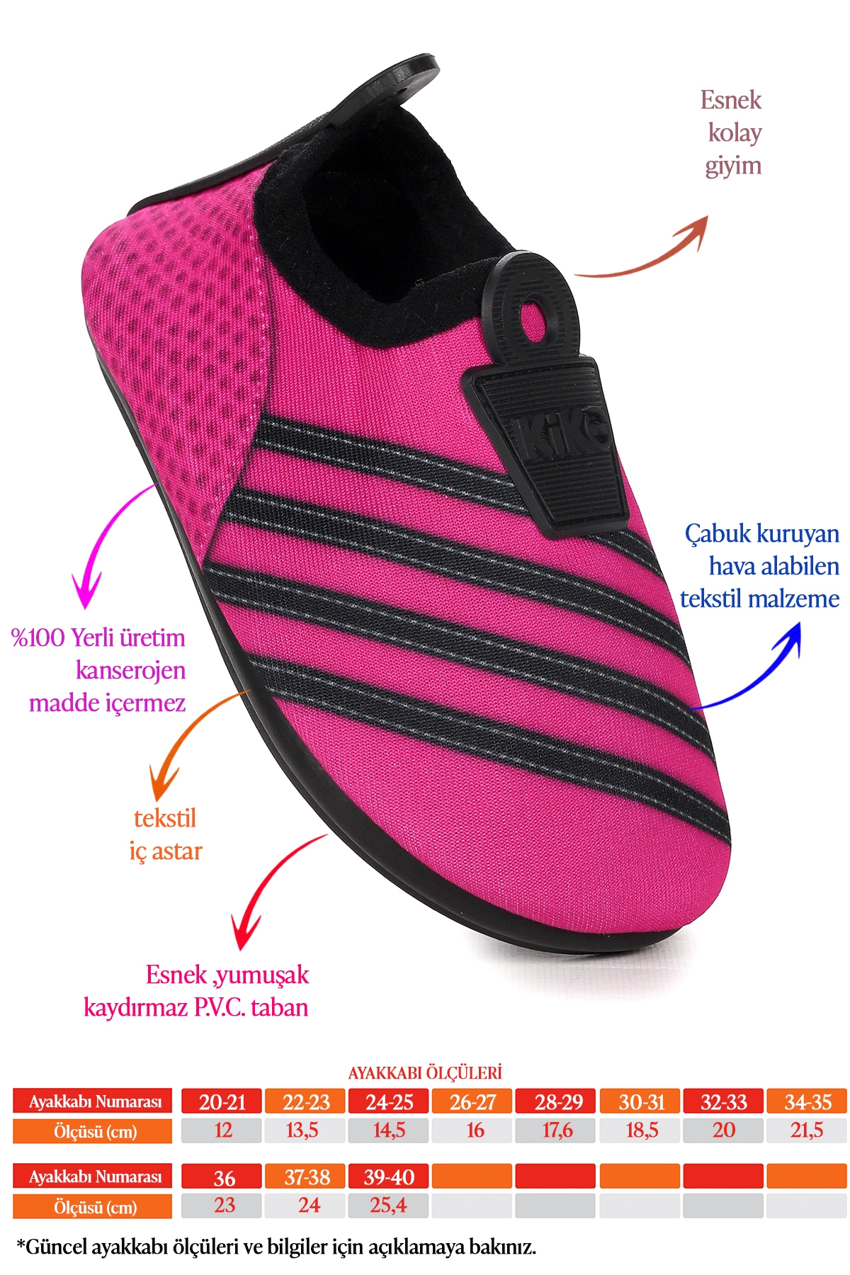 Enigma Havuz Plaj Kız Çocuk Deniz Ayakkabısı Fuşya - Siyah - Görsel 3